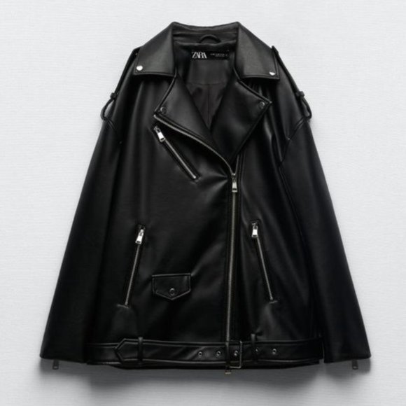 Zara Black Leather Jacket - Picture 2 of 7